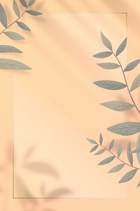 Aesthetic orange frame psd shadowed leaves banner