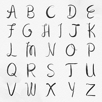 Hand drawn psd alphabet capital letter set