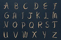 Gold capital letter cursive alphabet set