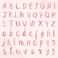 Cursive alphabet calligraphy psd set typography