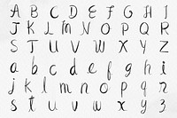 Cursive alphabet brush stroke psd set typography