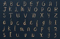 Cursive alphabet calligraphy psd set typography