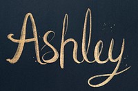 Gold glittery font psd Ashley typography