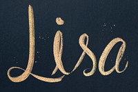 Sparkling gold psd Lisa font typography