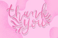 Glittery psd thank you calligraphy word pink typography