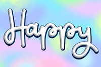 Happy word white typography psd message