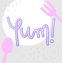 Pink yum! text calligraphy typography