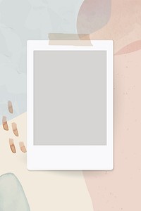Blank instant photo frame on neutral watercolor background vector