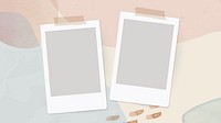 Blank instant photo frames on neutral watercolor background vector