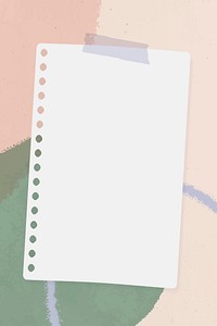 Hole punched paper note on green and pink watercolor background vector