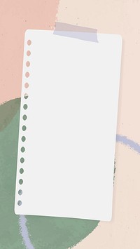 Hole punched paper note on green and pink watercolor background mobile phone wallpaper vector