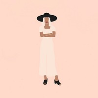 Female fashionista in a jumpsuit social template illustration