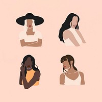 Female social media influencers collection illustration