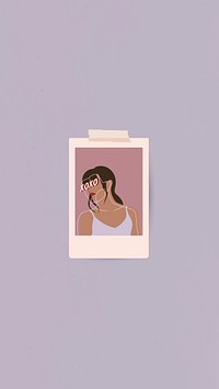 Woman in a frame mobile phone wallpaper illustration