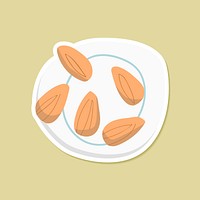 Fresh almonds on plate vector