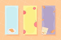 Healthy food notepaper collection vector