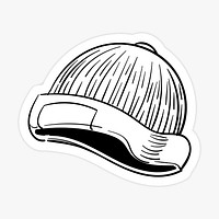 Black and white yarn hat sticker sticker Illustration