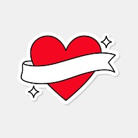 Red heart banner design vector