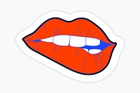 Red sexy lips sticker vector