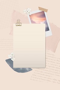 Cream paper with a gold binder clip journal background vector<br /> 