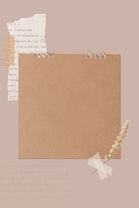 Ripped newspaper and flower stem on old brown paper banner vector
