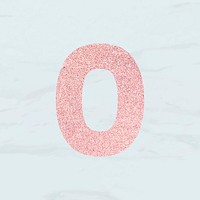 Glitter rose gold number 0 typography vector