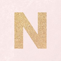 Glitter capital letter N sticker illustration