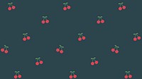 Red hand drawn cherry seamless pattern on blue social template vector