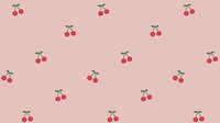 Red hand drawn cherry seamless pattern on pink social template vector