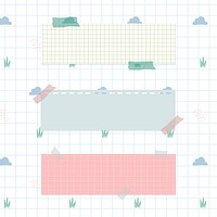 Pastel notepapers on cloud pattern background vector