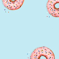 Hand drawn pink donuts on blue background mockup