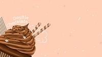 Hand drawn sweet chocolate frosted cupcake banner mockup
