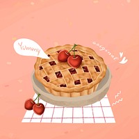 Hand drawn cherry pie vector