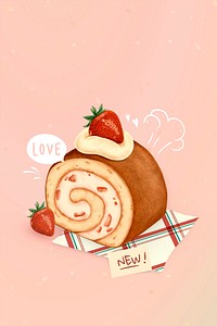 Hand drawn strawberry shortcake mockup