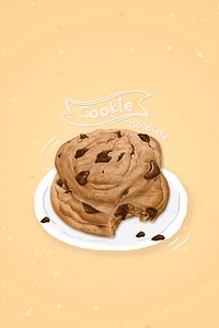Hand drawn chocolate chip cookies mockup