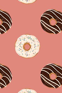 Doughnuts patterned on pink background vector