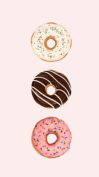 Doughnuts patterned on pink mobile phone wallpaper mockup