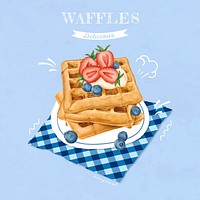 Hand drawn sweet waffles vector