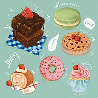 Hand drawn dessert collection vector