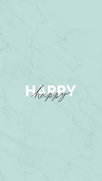 Happy typography on a green background mobile wallpaper vector