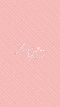 Love you typography on a pink background mobile wallpaper vector