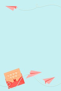 Love letter and paper plane background illustration