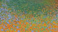 Blooming poppy field background template illustration
