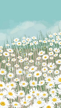 Blooming white daisy flower mobile phone wallpaper vector
