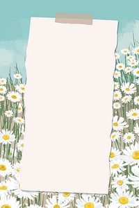 Empty paper on daisy field patterned background vector
