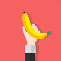 Illustration of a hand holding a banana