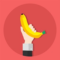 Illustration of hand holding banana