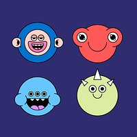 Mixed funky monster emoji stickers set