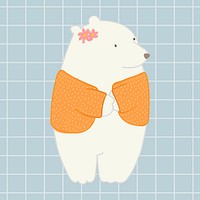 Cute white polar bear on blue background vector