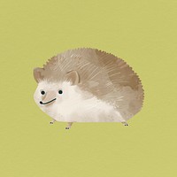 Fluffy hedgehog on a green background template